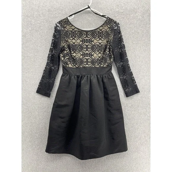 Eliza J Dresses Eliza J Womens Dress Fit Flare Black Lace Top